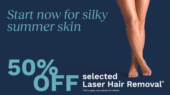 50% off Selected Laser Hair Removal Treatments*