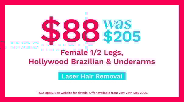 Female ½ Legs, Hollywood Brazilian & Underarms NOW $88!