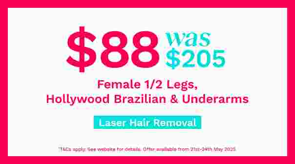Female ½ Legs, Hollywood Brazilian & Underarms NOW $88!